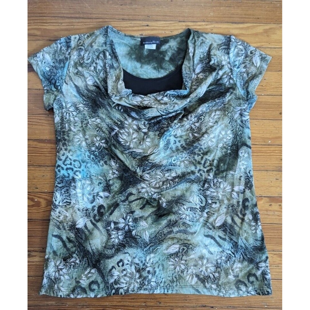 BRITTANY BLACK MIXED MEDIA ANIMAL PRINT WOMEN'S SZ L